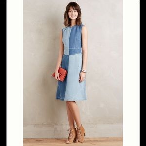 Anthropologie Blue Patchwork Dress